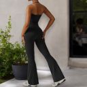 Black Small Women's Flared Halter Neck Jumpsuit Convert to High Waist Flared Yoga Pants