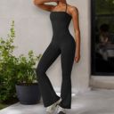 Black XL Women's Flared Halter Neck Jumpsuit Convert to High Waist Flared Yoga Pants