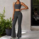 Gray Small Women's Flared Halter Neck Jumpsuit Convert to High Waist Flared Yoga Pants