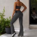 Gray XL Women's Flared Halter Neck Jumpsuit Convert to High Waist Flared Yoga Pants