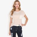 Beige Small Sleeveless Knit Top with Ribbed Texture and Front Patch Pocket