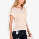 Beige XL Sleeveless Knit Top with Ribbed Texture and Front Patch Pocket