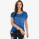 Blue Large Sleeveless Knit Top with Ribbed Texture and Front Patch Pocket