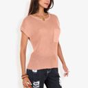 Pink Large Sleeveless Knit Top with Ribbed Texture and Front Patch Pocket