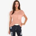 Pink Large Sleeveless Knit Top with Ribbed Texture and Front Patch Pocket