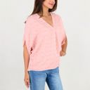 Pink Large V-Neck Dolman Sleeve Blouse