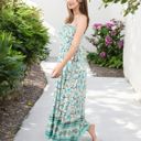  Smocked Strapless Maxi Dress with Floral Print and Tiered Hem