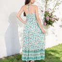  Smocked Strapless Maxi Dress with Floral Print and Tiered Hem