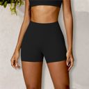 Black Medium Women's High Waist Scrunch Butt Yoga Shorts