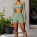 Green Large Women's High Waist Scrunch Butt Yoga Shorts