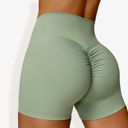 Green XL Women's High Waist Scrunch Butt Yoga Shorts