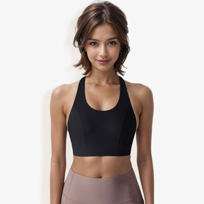 Women's High Impact Racerback Sports Bra with Seamless Design and Removable Padding