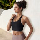 Black Medium Women's High Impact Racerback Sports Bra with Seamless Design and Removable Padding