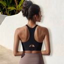Black Small Women's High Impact Racerback Sports Bra with Seamless Design and Removable Padding