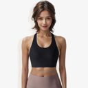 Black XL Women's High Impact Racerback Sports Bra with Seamless Design and Removable Padding