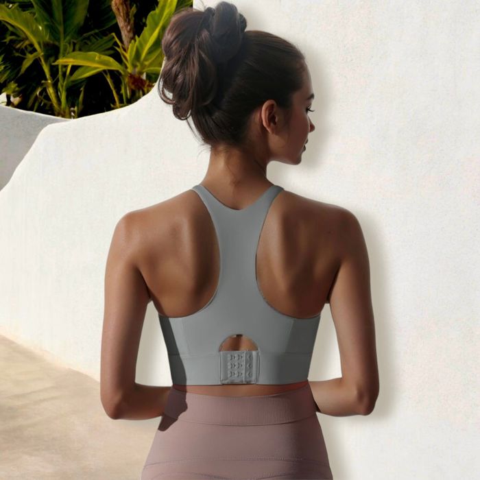 Women's High Impact Racerback Sports Bra with Seamless Design and Removable Padding