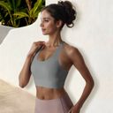 Gray Small Women's High Impact Racerback Sports Bra with Seamless Design and Removable Padding