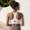 White Large Women's High Impact Racerback Sports Bra with Seamless Design and Removable Padding