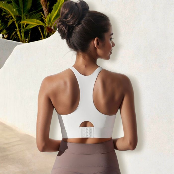 Women's High Impact Racerback Sports Bra with Seamless Design and Removable Padding