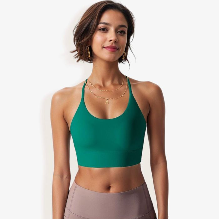Women's Low Impact Strappy Sports Bra with Lightweight Breathable Fabric and Seamless Finish