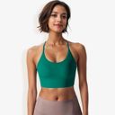 Green XL Women's Low Impact Strappy Sports Bra with Lightweight Breathable Fabric and Seamless Finish