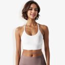 White XL Women's Low Impact Strappy Sports Bra with Lightweight Breathable Fabric and Seamless Finish