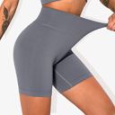 Gray Medium Women's High-Waisted Seamless Biker Shorts Ribbed Compression Yoga Workout Shorts for Fitness and Running
