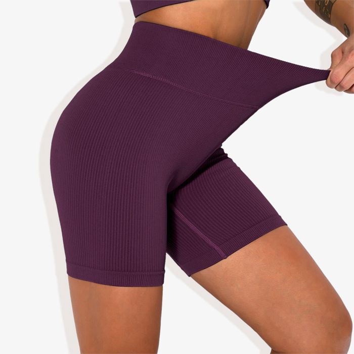 Women's High-Waisted Seamless Biker Shorts Ribbed Compression Yoga Workout Shorts for Fitness and Running
