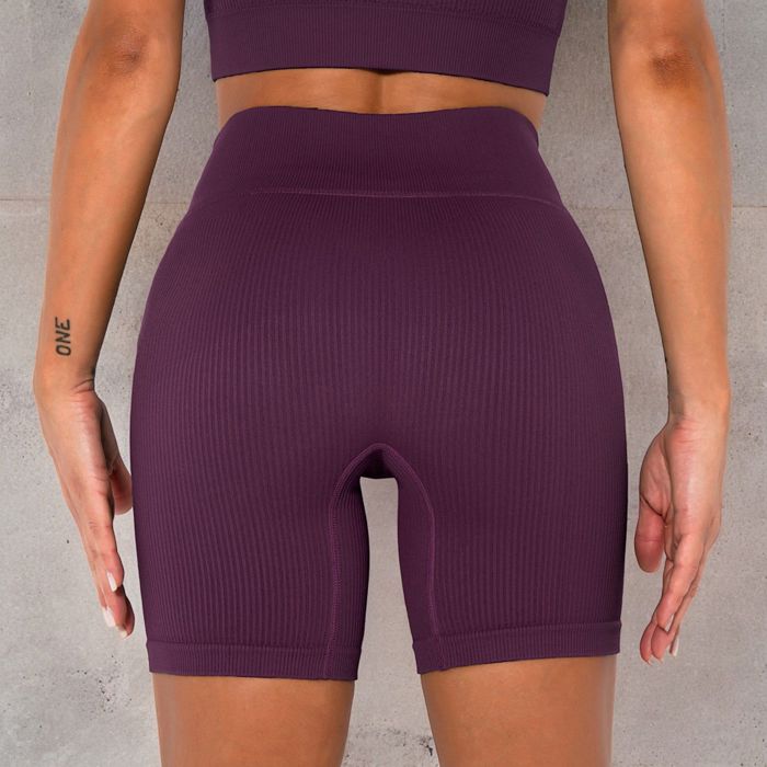 Women's High-Waisted Seamless Biker Shorts Ribbed Compression Yoga Workout Shorts for Fitness and Running