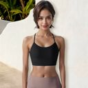 Black Medium Women's Low Impact Racerback Sports Bra with Seamless Construction and Breathable Fabric