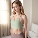 Green Medium Women's Low Impact Racerback Sports Bra with Seamless Construction and Breathable Fabric