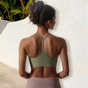 Beige Medium Women's Low Impact Racerback Sports Bra with Seamless Construction and Breathable Fabric