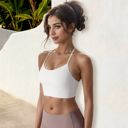 White Medium Women's Low Impact Racerback Sports Bra with Seamless Construction and Breathable Fabric