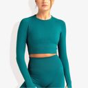 Green Medium Women's Long Sleeved Seamless Fitness Yoga Top