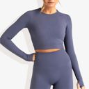Gray Medium Women's Long Sleeved Seamless Fitness Yoga Top