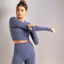 Gray Medium Women's Long Sleeved Seamless Fitness Yoga Top