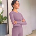 Purple Small Women's Long Sleeved Seamless Fitness Yoga Top