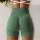 Green Medium Women's High Waist Seamless Butt Lifting Yoga Shorts