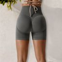 Gray Large Women's High Waist Seamless Butt Lifting Yoga Shorts