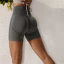 Gray Large Women's High Waist Seamless Butt Lifting Yoga Shorts