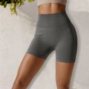 Gray Medium Women's High Waist Seamless Butt Lifting Yoga Shorts