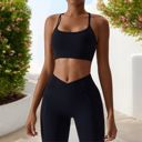 Black XL Women's Strappy Back Sports Bra with Adjustable Spaghetti Straps