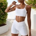 White Medium Women's Strappy Back Sports Bra with Adjustable Spaghetti Straps