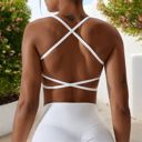 White Small Women's Strappy Back Sports Bra with Adjustable Spaghetti Straps