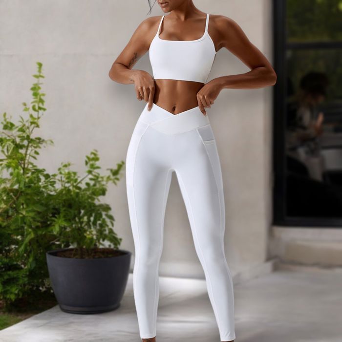 Women's Strappy Back Sports Bra with Adjustable Spaghetti Straps