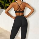 Black Large Women's V-Neck Sports Bra with Adjustable Straps and Supportive Band