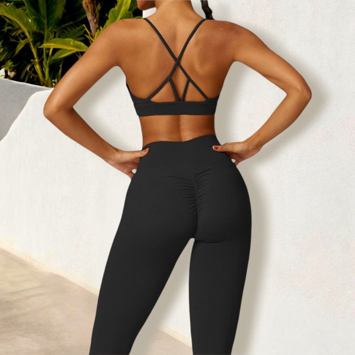 Women's V-Neck Sports Bra with Adjustable Straps and Supportive Band