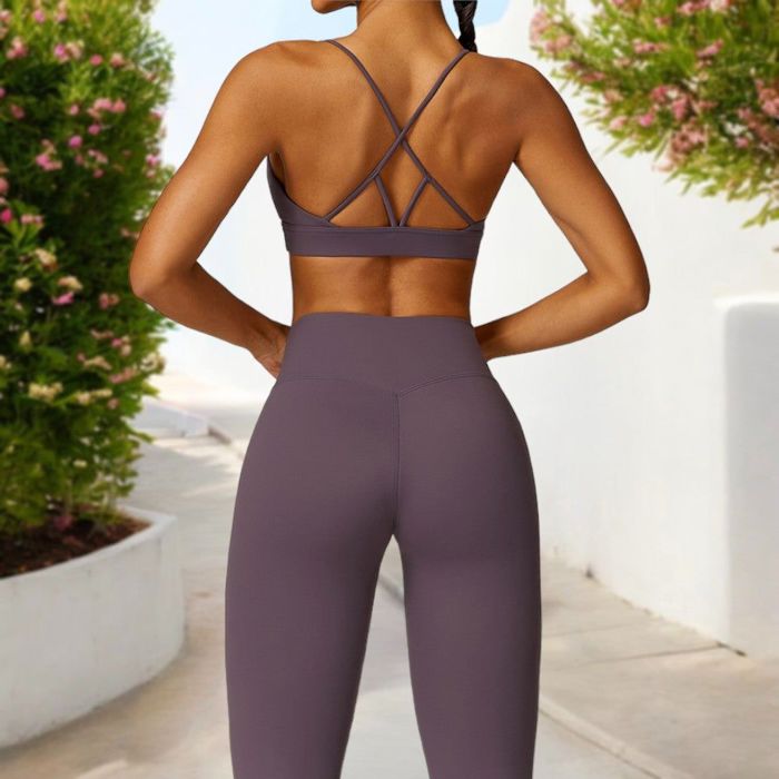 Women's V-Neck Sports Bra with Adjustable Straps and Supportive Band