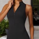 Black Small Women's Backless One-Piece Activewear Romper with Open Back Design