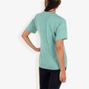 Green Large Ribbed Knit Top with V-Neck, Short Sleeves, Front Pocket, Loose Fit Casual Blouse